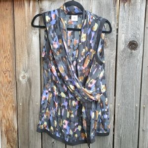 Cabi Multicolored Sleeveless Wrap Top